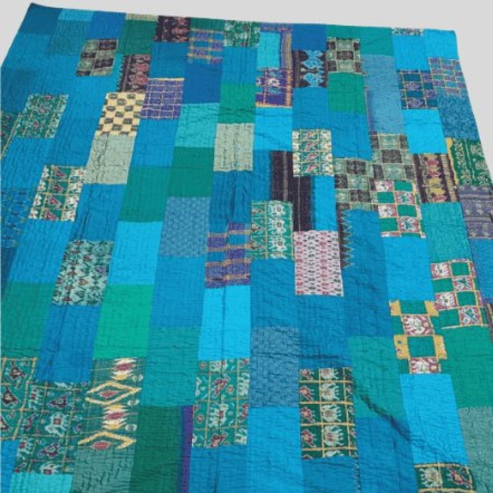 Χειροποίητο Patchwork Κάλυμμα Κρεβατιού με Μετάξι 220x270 