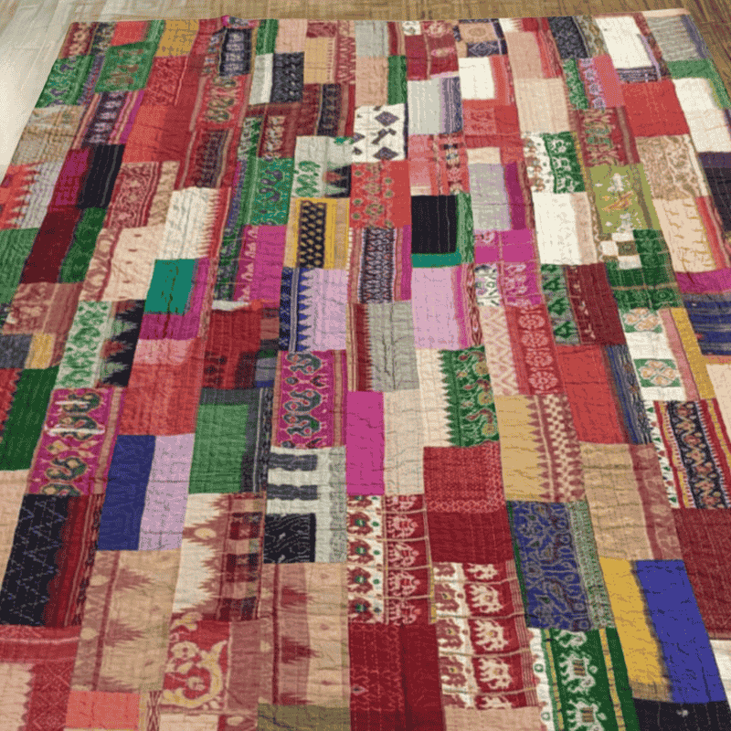 Χειροποίητο Patchwork Κάλυμμα Κρεβατιού με Μετάξι 220x270 