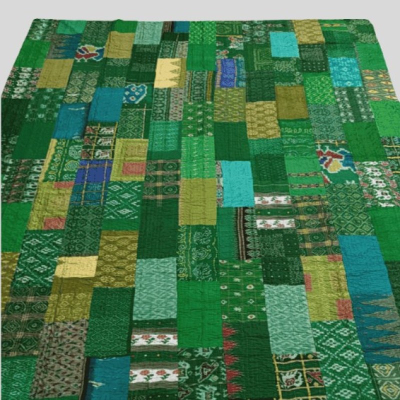 Χειροποίητο Patchwork Κάλυμμα Κρεβατιού με Μετάξι 220x270