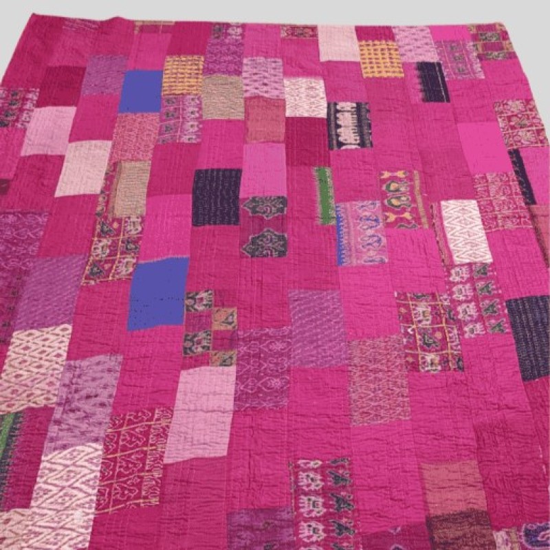 Χειροποίητο Patchwork Κάλυμμα Κρεβατιού με Μετάξι 220x270 
