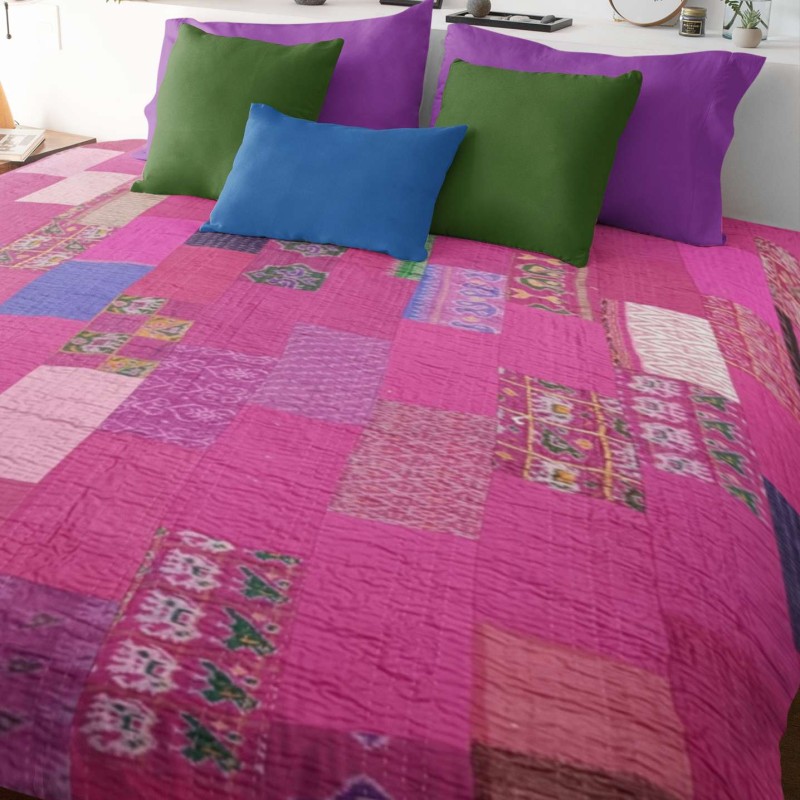 Χειροποίητο Silk Saree Patchwork Bedcover 220x270