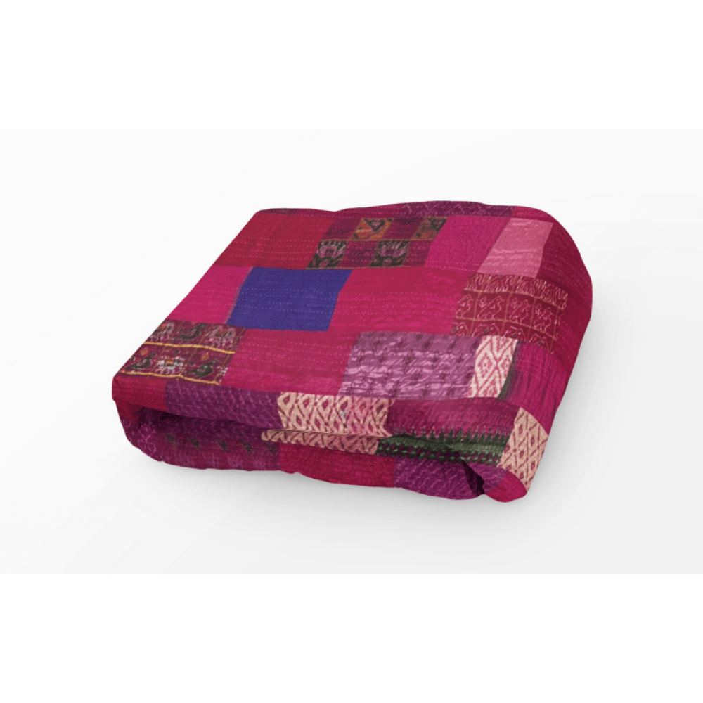 Χειροποίητο Silk Saree Patchwork Bedcover 220x270