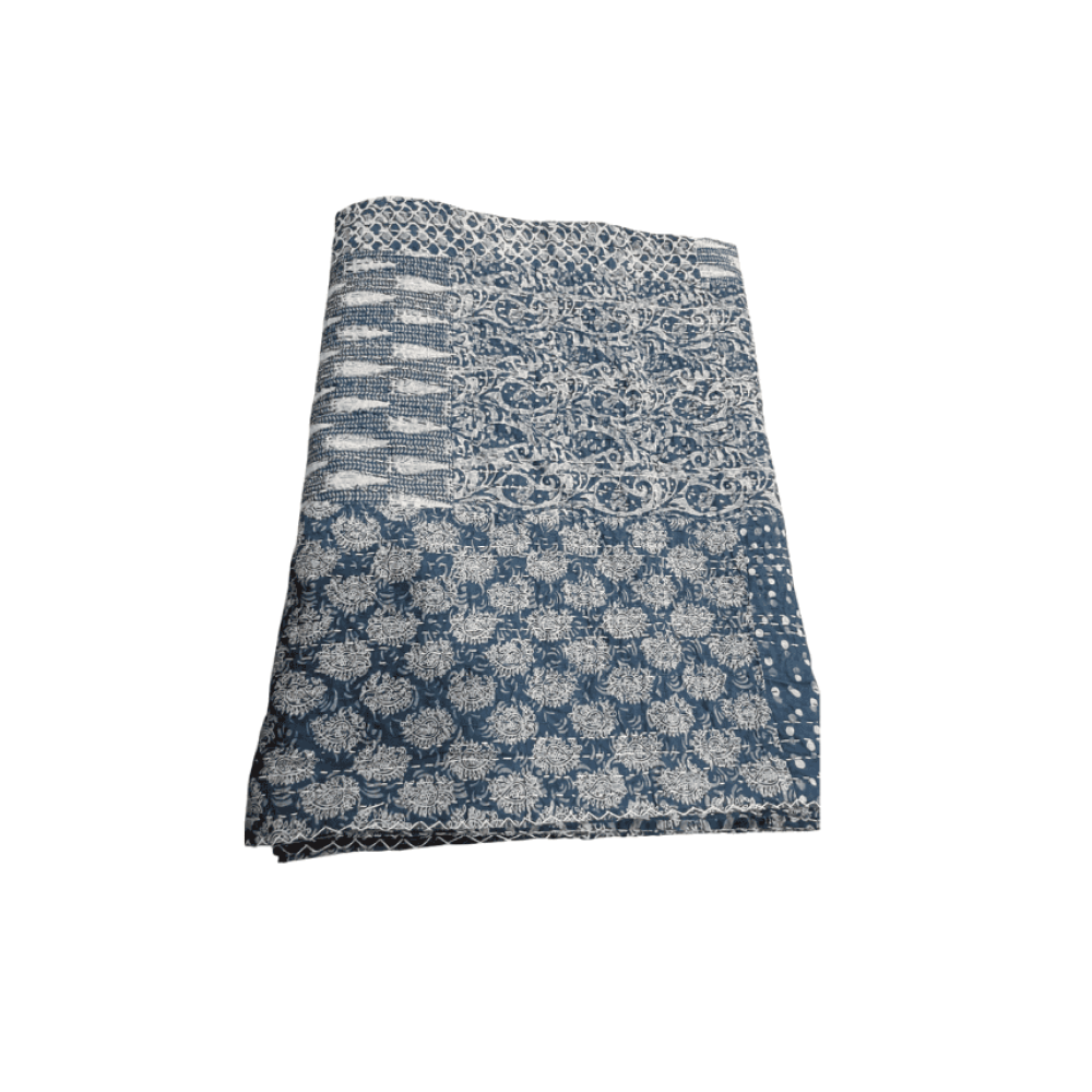 Bedcover Saree Print Patch Gudari Indigo 225X270cm