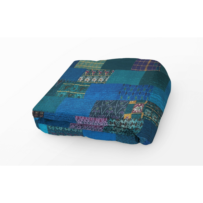 Χειροποίητο Silk Saree Patchwork Bedcover 220x270