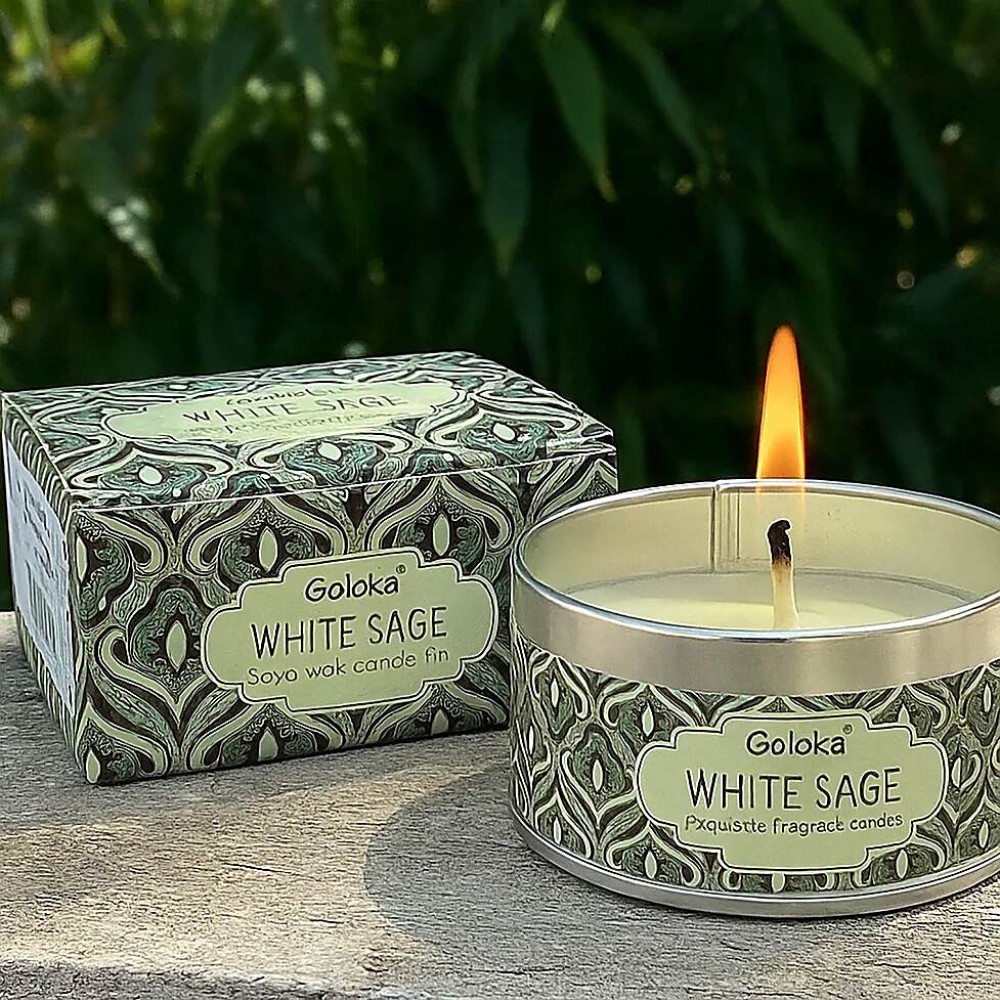  Goloka White Sage Αρωματικό Κερί Σόγιας σε Κουτί 