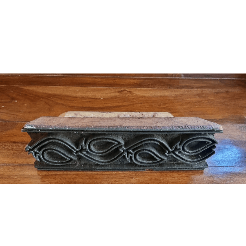 Ξύλινη σφραγίδα Block Printing με Κυματιστό Σχέδιο – Vintage, Jaipur India (7x23 εκ.)