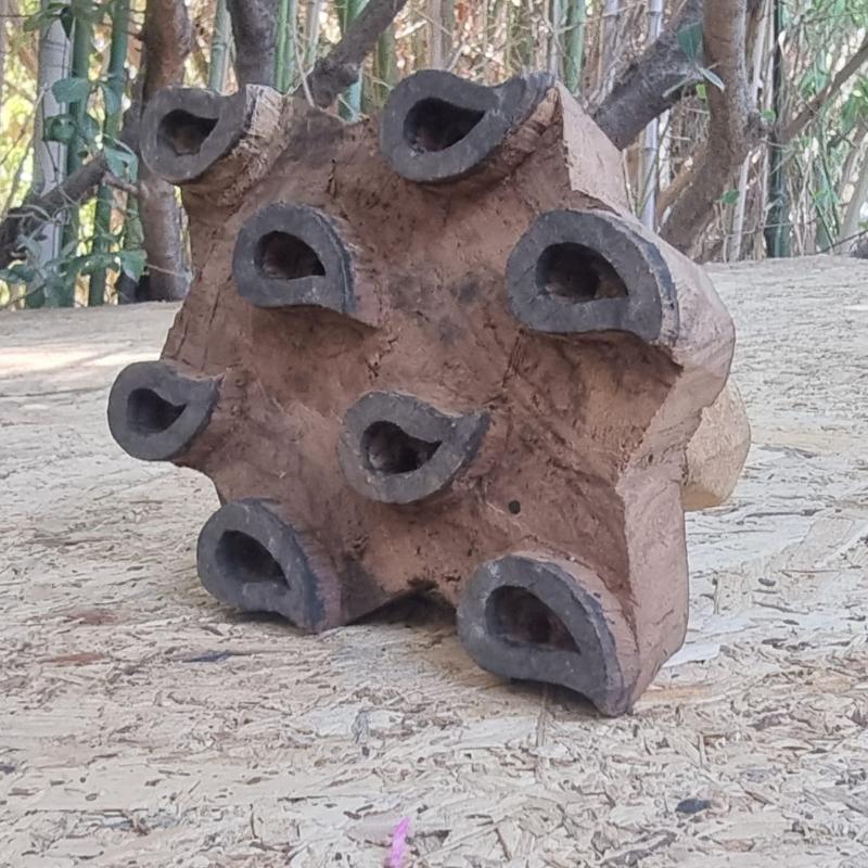 Ξύλινη σφραγίδα Block Printing με Μοτίβο Σταγόνας – Vintage, Jaipur India (17x17 εκ.)