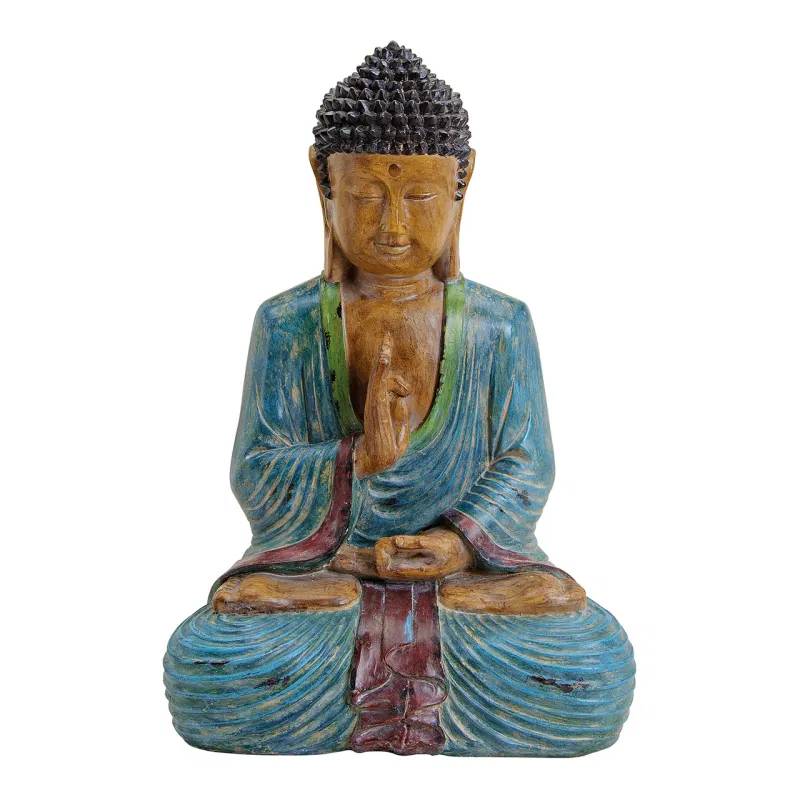 Buddha made of poly, blue/brown/red (W/H/D) 27x44x21cm