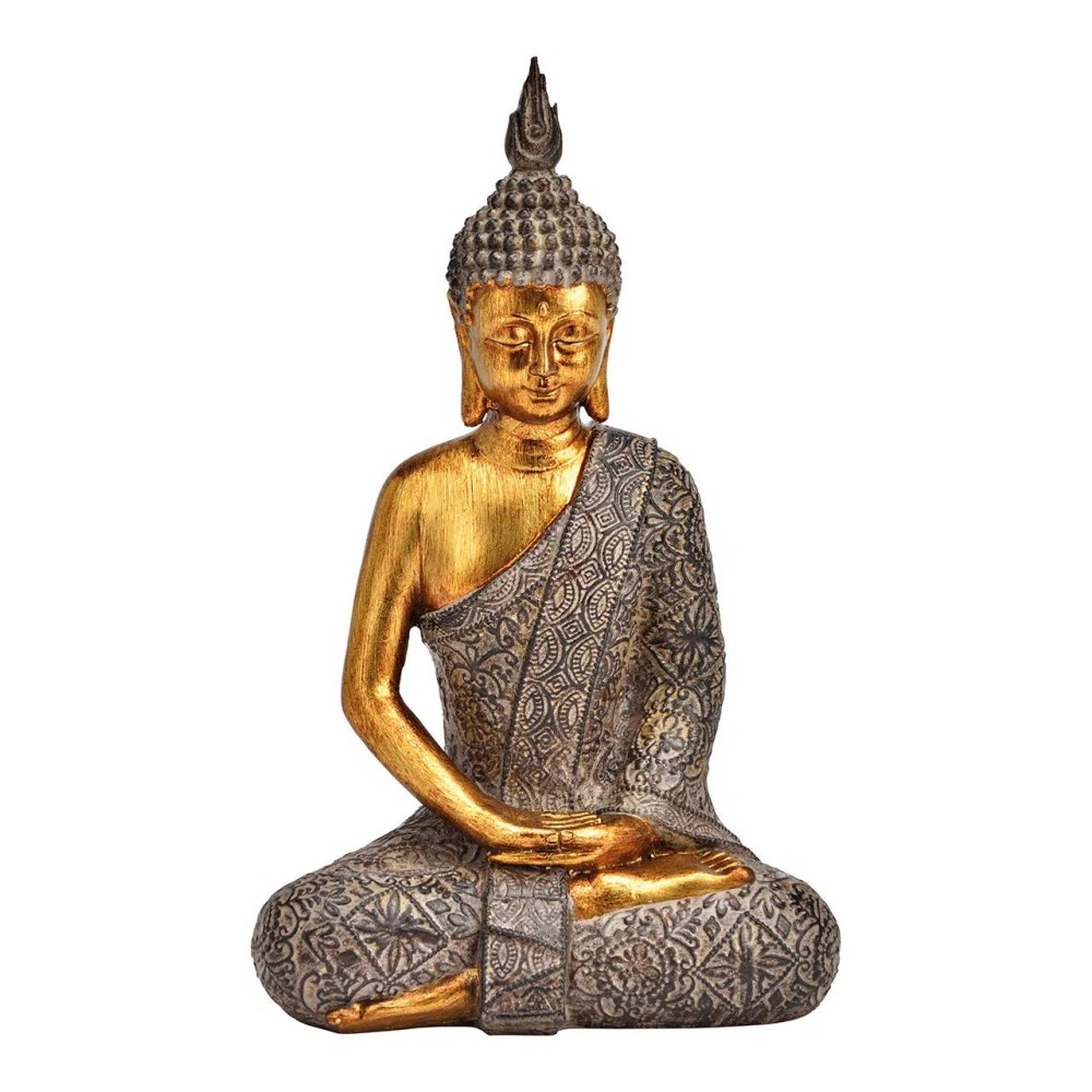 Buddha made of poly brown, gold (W/H/D) 15x25x10cm