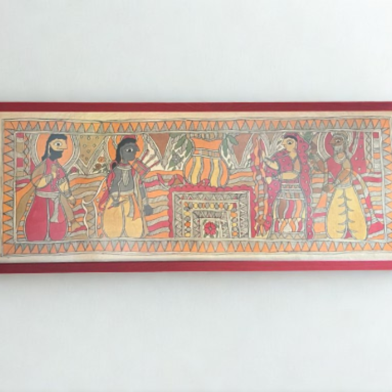 Πίνακας Madhubani – Η Ιερή Τελετή σε Χρώμα και Παράδοση