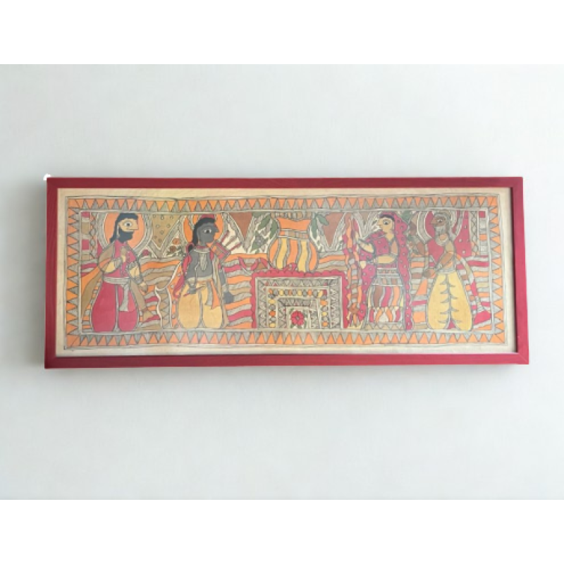 Πίνακας Madhubani – Η Ιερή Τελετή σε Χρώμα και Παράδοση