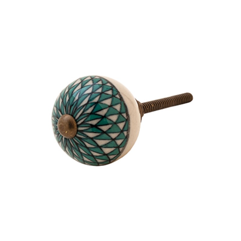 Κεραμικό πόμολο,ζωγραφισμένο στο χέρι KN348, Ινδίας