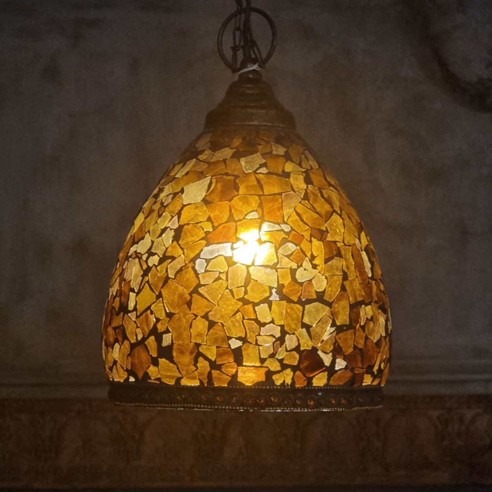 Coffee Mosaic Glass Pendant Lamp (24Χ37)