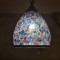 Mosaic Glass Hanging Lamp –  Blue & Red Accents (24X37)