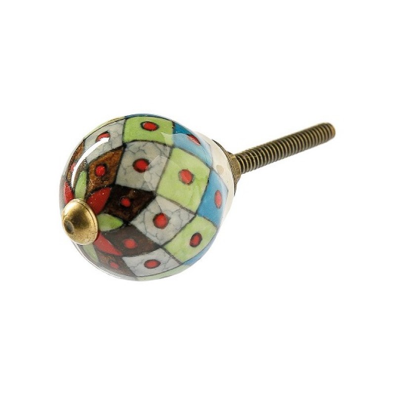 Κεραμικό πόμολο,ζωγραφισμένο στο χέρι ΚΝ245, Ινδίας