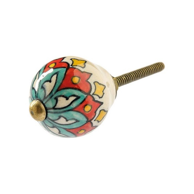 Κεραμικό πόμολο,ζωγραφισμένο στο χέρι ΚΝ249, Ινδίας