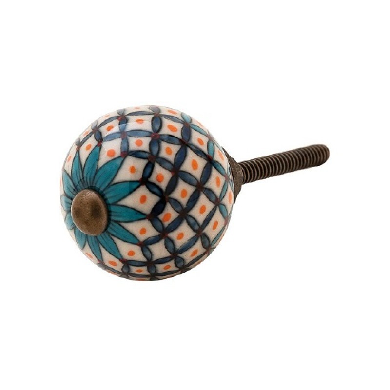 Κεραμικό πόμολο,ζωγραφισμένο στο χέρι ΚΝ538, Ινδίας