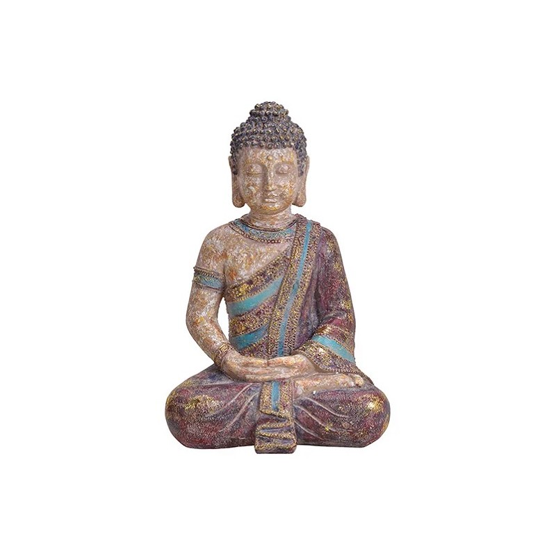 Buddha made of poly colorful, gold glitter (W/H/D) 25x38x19cm