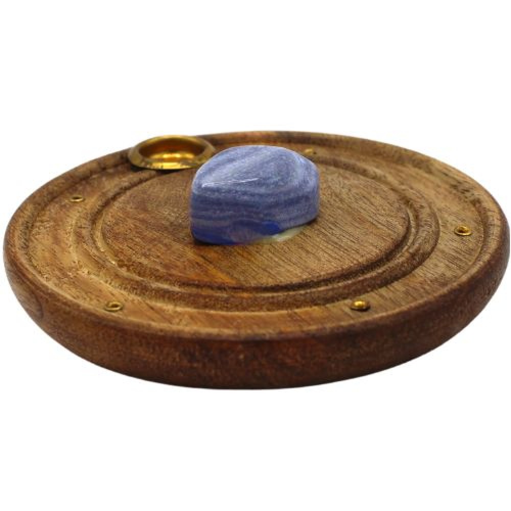 Lapis Lazuli Mango Wood Incense Holder