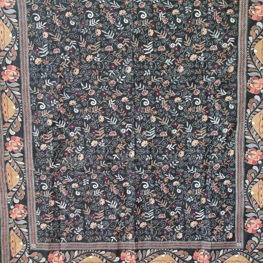 Silk Kantha Throw / Tablecloth, Handmade in India  150X225cm 