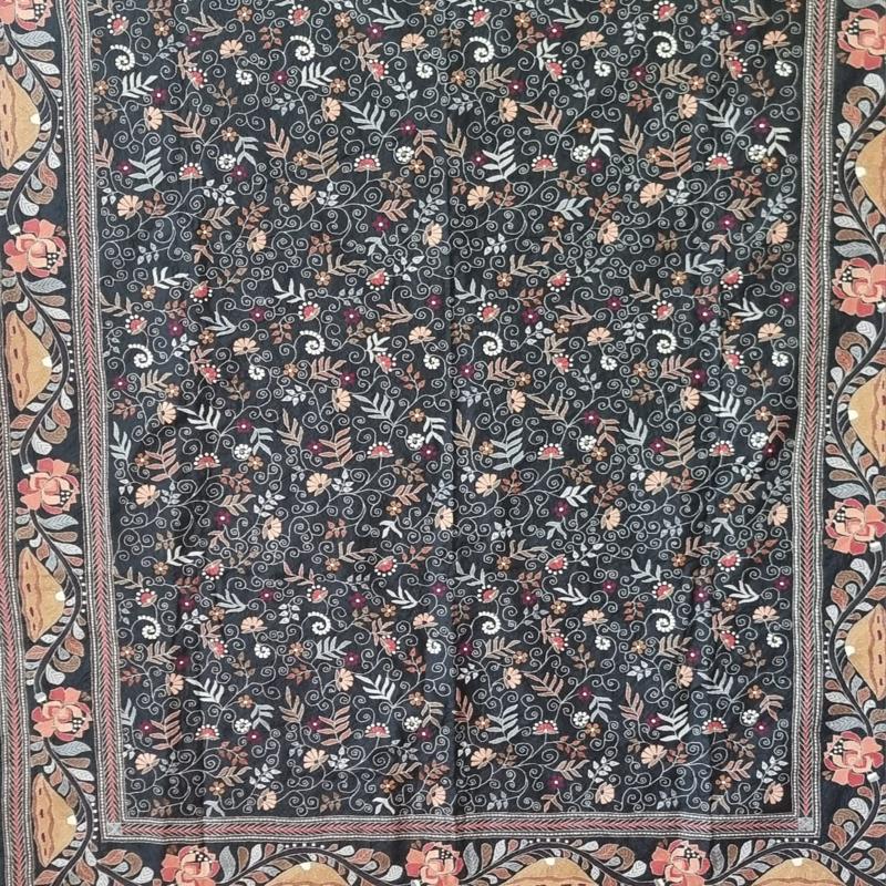 Silk Kantha Throw / Tablecloth, Handmade in India  150X225cm 