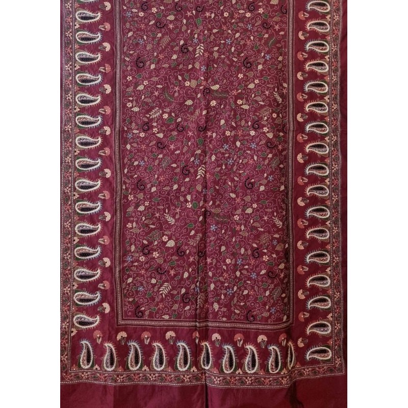 Silk Kantha Throw / Tablecloth, Handmade in India 150X225cm