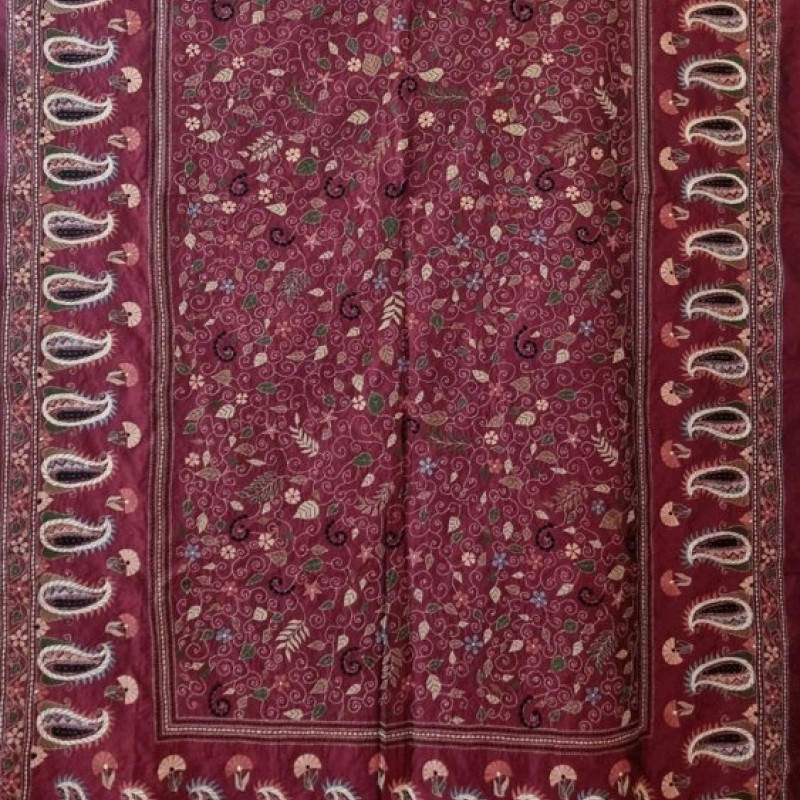 Silk Kantha Throw / Tablecloth, Handmade in India 150X225cm