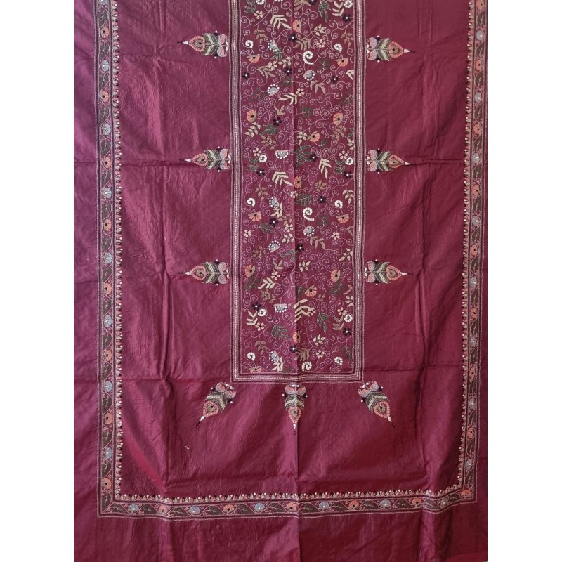 Silk Kantha Throw / Tablecloth, Handmade in India 155X225cm 