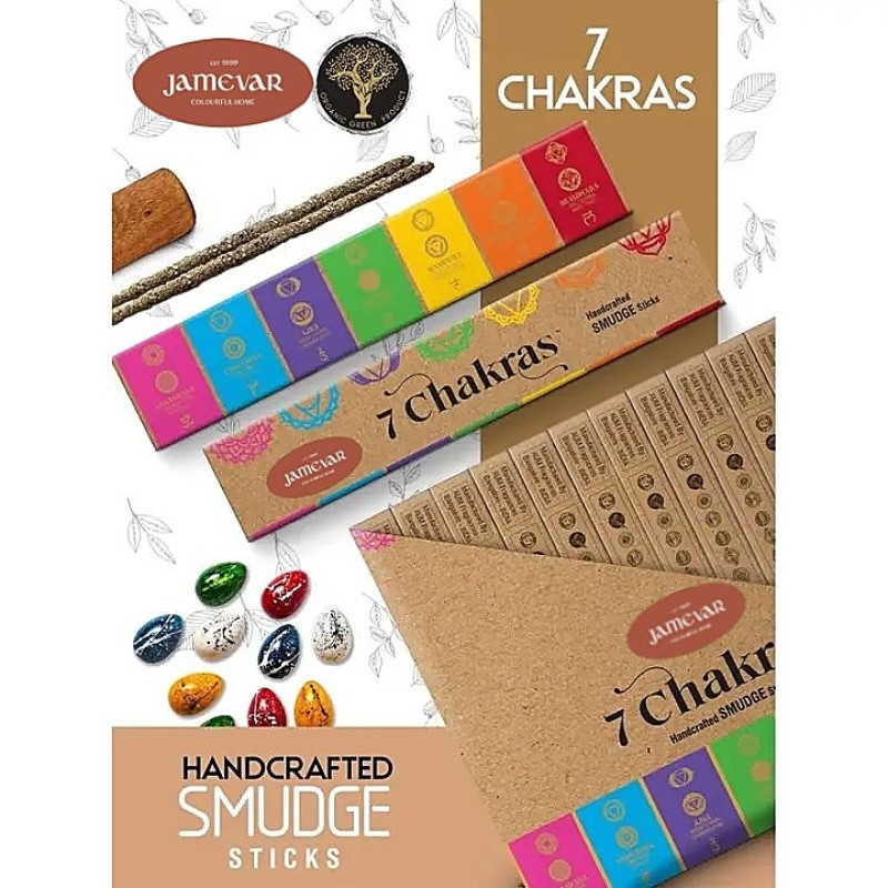 Aum Fragrances 7 Chakras Handcrafted Organic Smudge Sticks